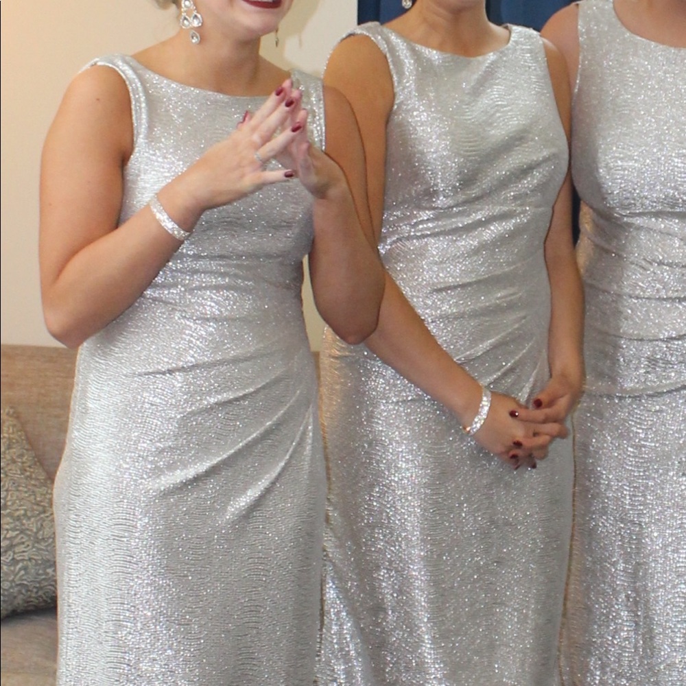 Champagne (silver/gold) floor length formal dress